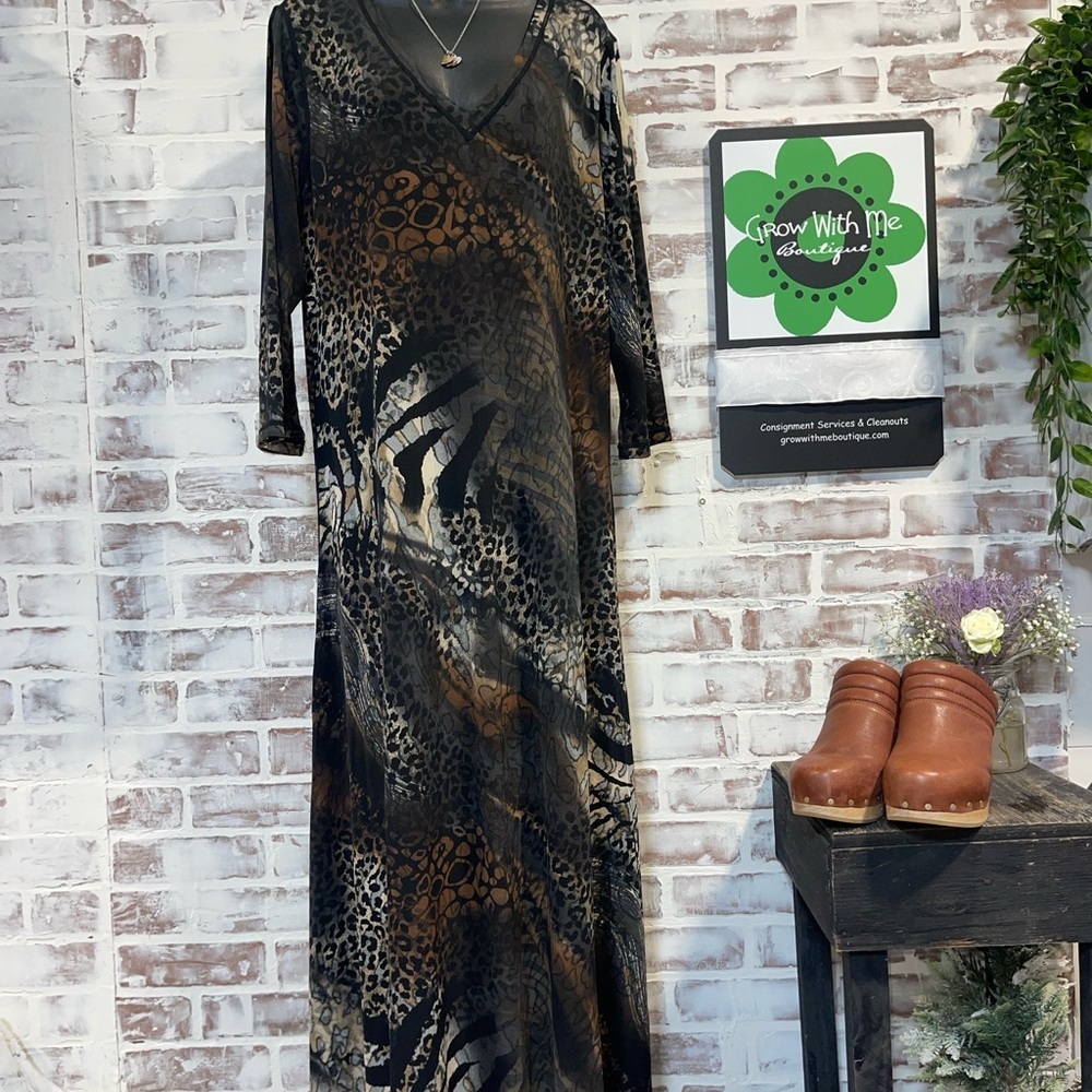 Attitudes by Renee Animal Print Maxi Dress Womens large